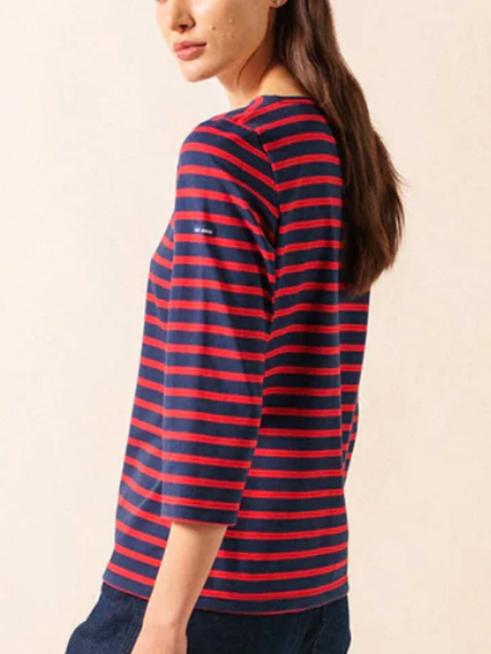 Saint James GALATHEE II Breton Striped Top Navy/Red wm sz 10 (slim) - Picture 9 of 11